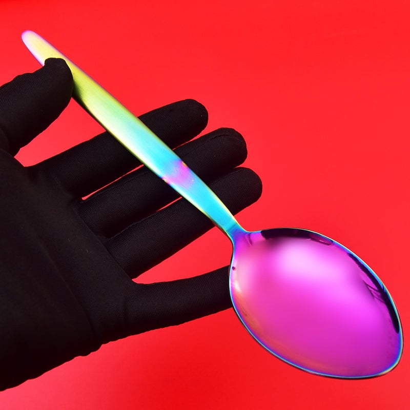 BNAZIND Kunz Spoons Cooking Spoons 18/10 Stainless Steel Titanium Shiny Rainbow Basting Spoon - 9 Inches Plating Spoons - Daily Chef Spoons - quenelle spoon - Serving Spoon - Image 5